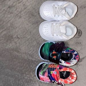 White Nike ones and colorful Kyries